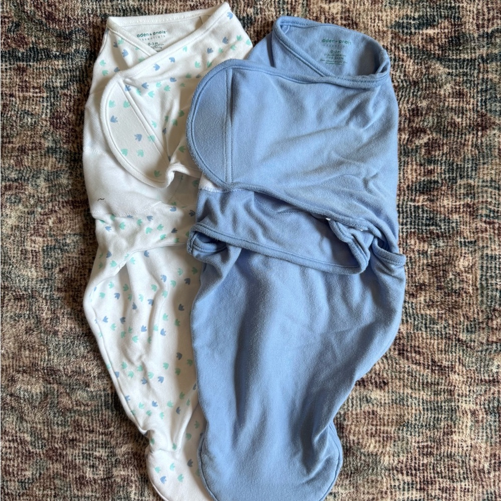 aden + anais Essentials Swaddle in White and Blue